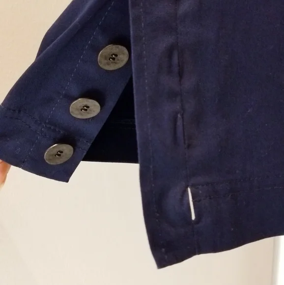 St. John 2012 Resort Collection 100% Cotton Navy Blue Side Button Skirt Sz 4 - Picture 5 of 12